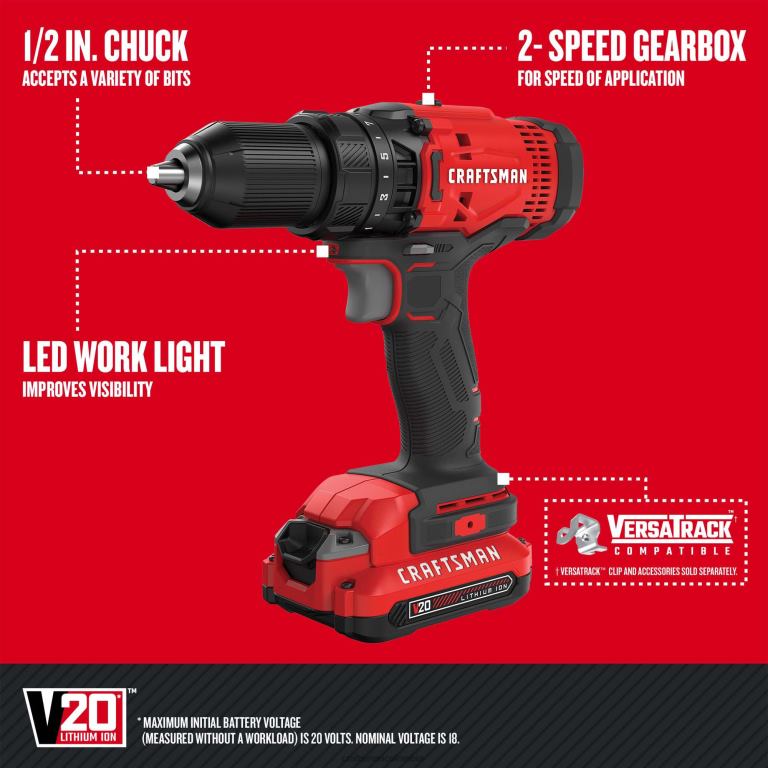 Herramientas eléctricas Kit combinado de herramientas eléctricas de 8 herramientas con estuche blando (2 baterías incluidas y cargador incluido) CRAFTSMAN TR4N4