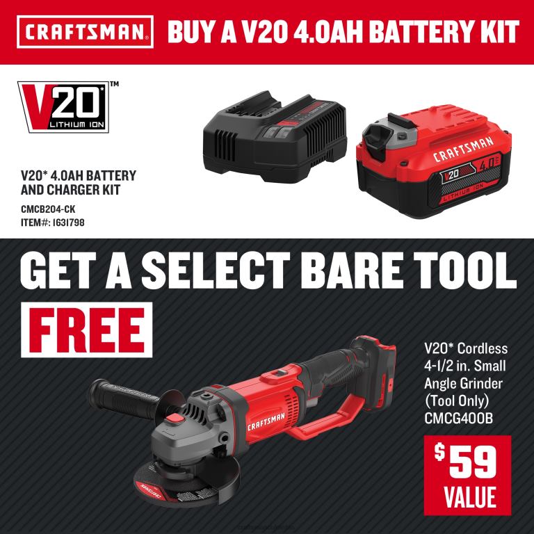 Herramientas eléctricas Amoladora angular inalámbrica con interruptor de gatillo máximo v20 de 4,5 pulgadas y 20 voltios (solo herramienta) CRAFTSMAN TR4N5