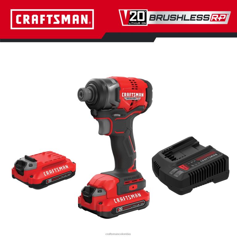 Herramientas eléctricas v20 rp Controlador de impacto inalámbrico sin escobillas de 20 voltios máximo (2 baterías incluidas, cargador incluido y bolsa blanda incluida) CRAFTSMAN TR4N164